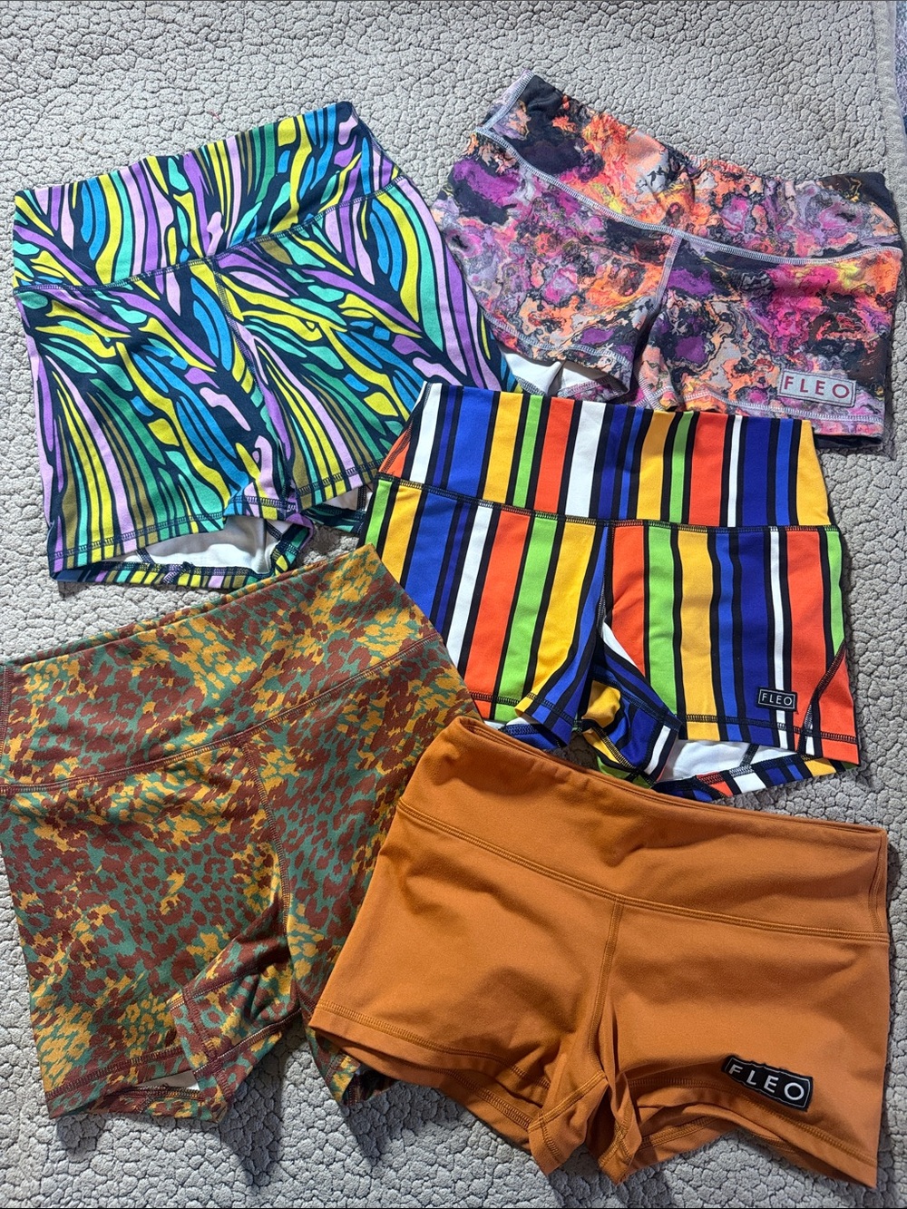 Fleo Women's Stack of Colorful Performance Shorts - Multi & Orange Options
